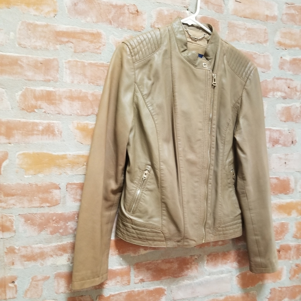 Cole Haan Tan Leather motorcycle jacket
